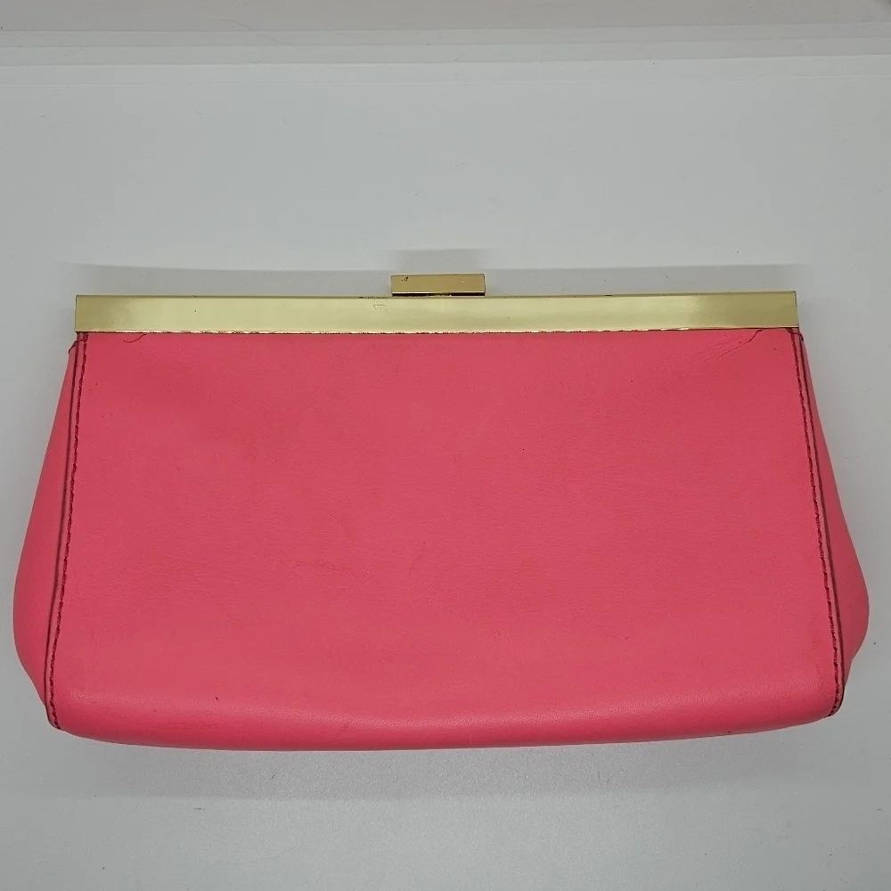 J. Crew Factory pink and gold clutch